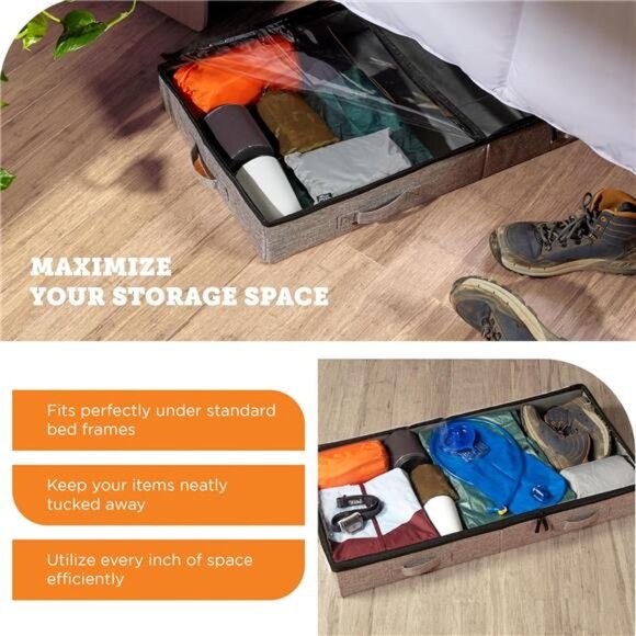 Under Bed Storage Containers, Low Profile Underbed Organizers with Sturdy Handle - Picture 6 of 7